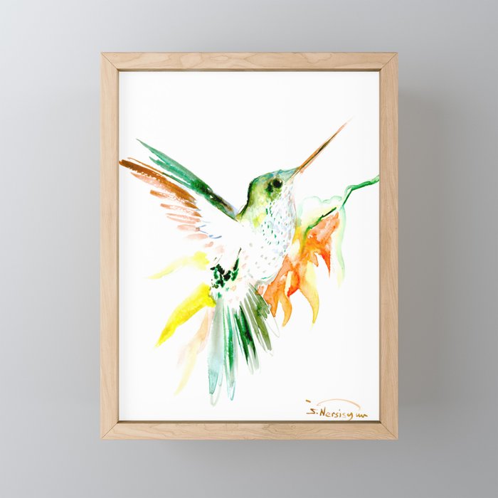 Hummingbird Framed Mini Art Print By Sureart Society6