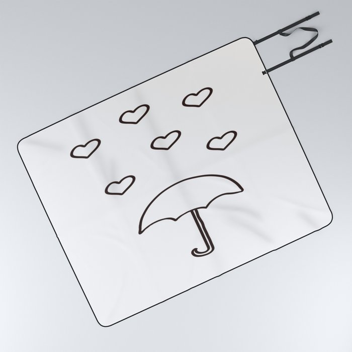 Minimal Designs: Heart and Umbrella Line Art Picnic Blanket