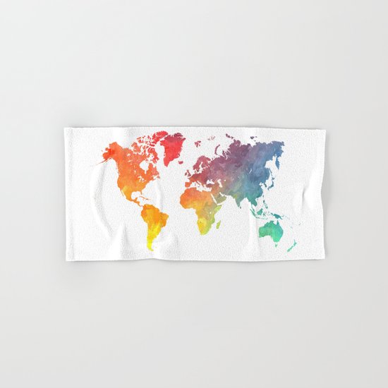 Map of the world colored Hand & Bath Towel