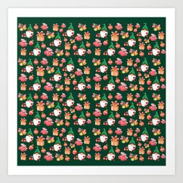 Christmas Gnomes Pattern Art Print