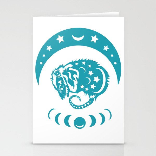 Teal Opossum Stationery Cards