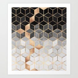 Charcoal Cubes Art Print
