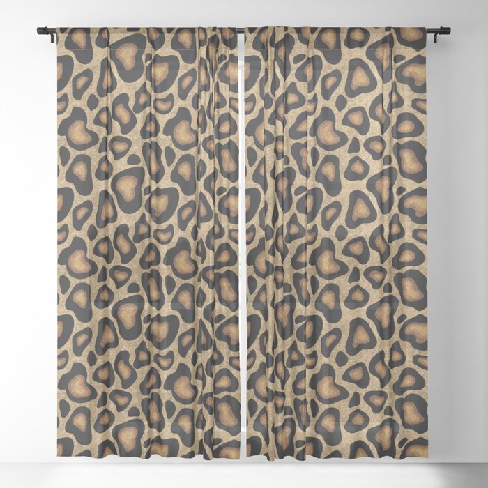 Leopard Pattern Gold Sparkle Sheer Curtain