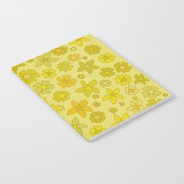 retro flower vintage vibes 70s mustard yellow by surfy birdy Notebook
