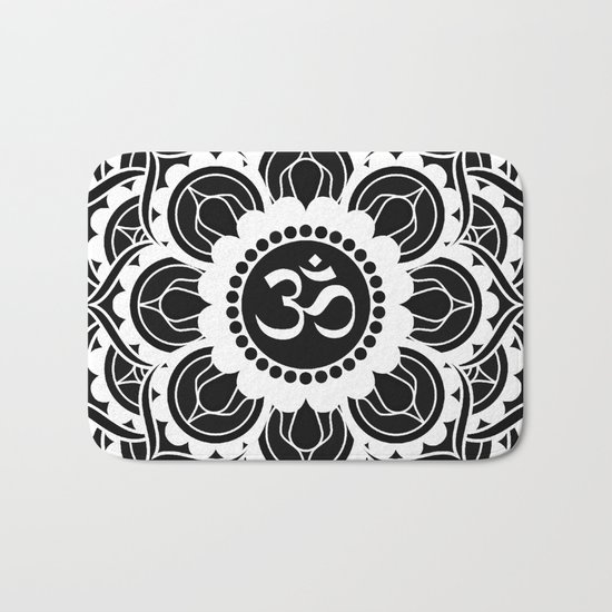Black and White Mandala | Flower Mandhala Bath Mat