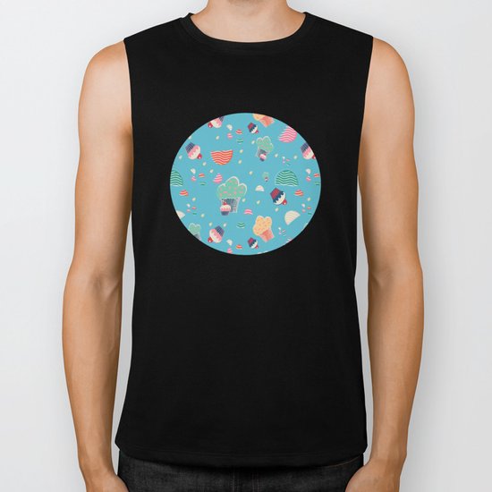 Cupcake blue Biker Tank