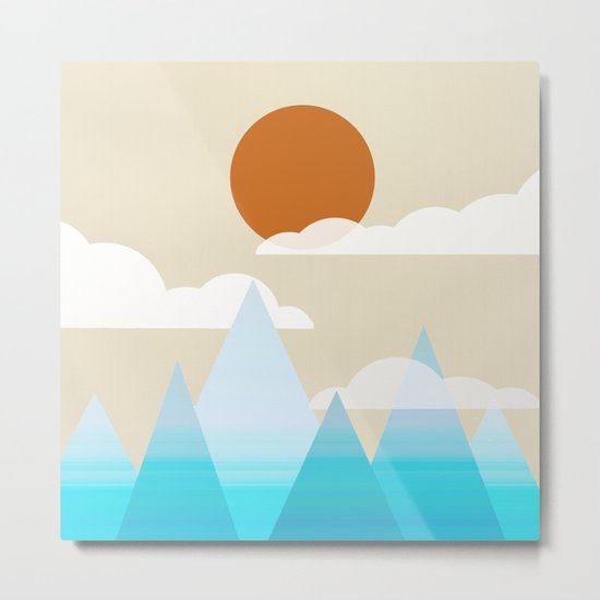 Sun, Clouds and Mountains Metal Print