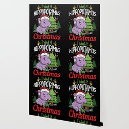 Kawaii December I Want Hippopotamus for Christmas Wallpaper