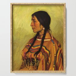 Portrait painting of a Blackfoot Native American Indian Woman by Joseph Henry Sharp Serving Tray