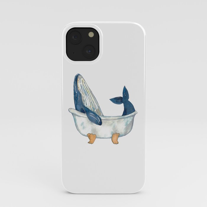 Humpback whale taking bath watercolor iPhone Case