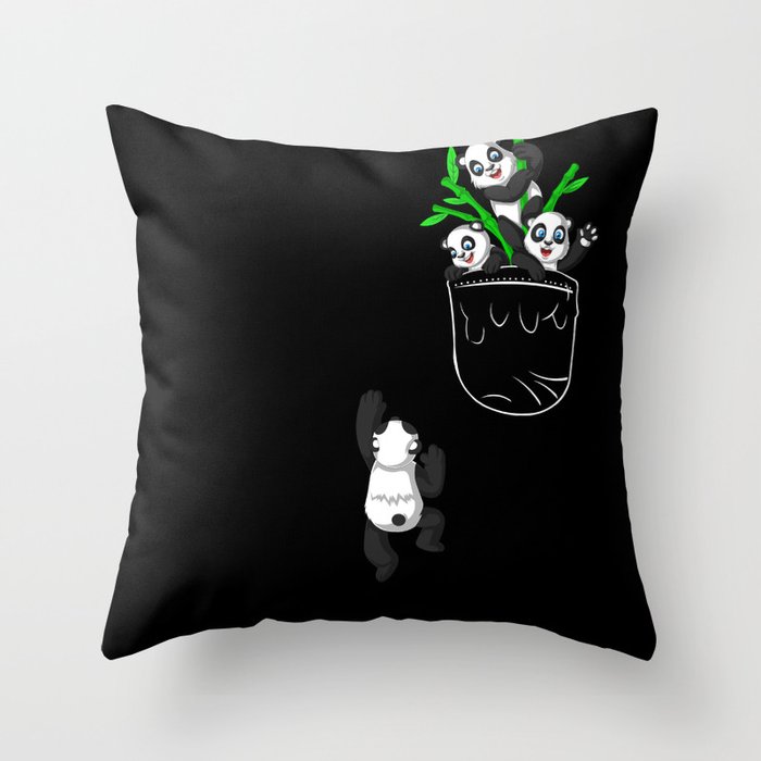 panda pocket Throw Pillow