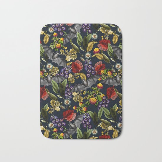 Flying Fox and Floral Pattern Bath Mat