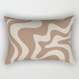 Liquid Swirl Contemporary Abstract Pattern in Chocolate Milk Brown and Beige Rectangular Pillow
