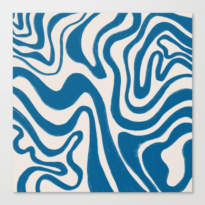 Daphne Blue Minimalistic Hand-Painted Swirl Canvas Print