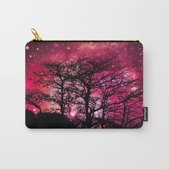 Black Trees Coral Pink Space Carry-All Pouch