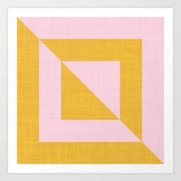 bold minimal greek geometry PInk Yellow Art Print