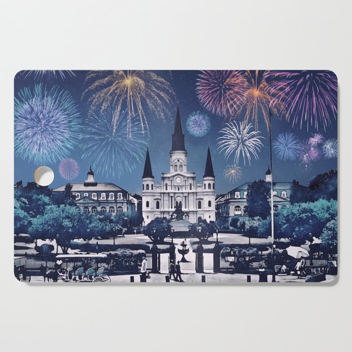 New Orleans Fireworks Iconic Cityscape Cutting Board