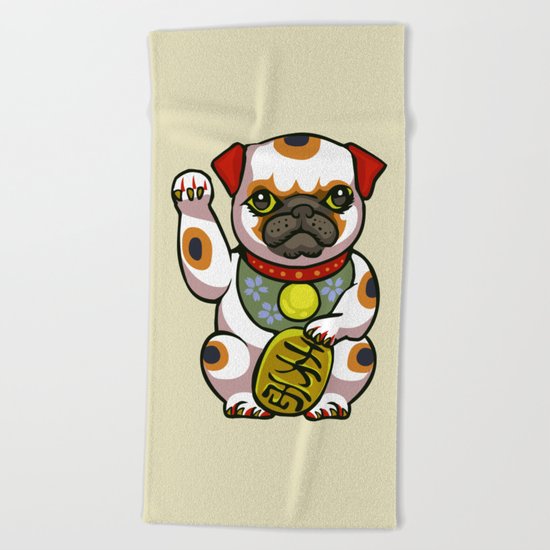 Maneki Pugko Beach Towel