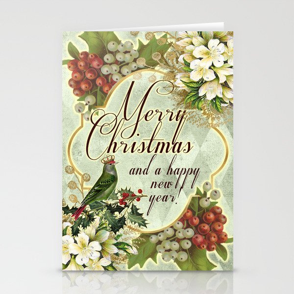 Vintage victorian Merry Christmas card. Stationery Cards