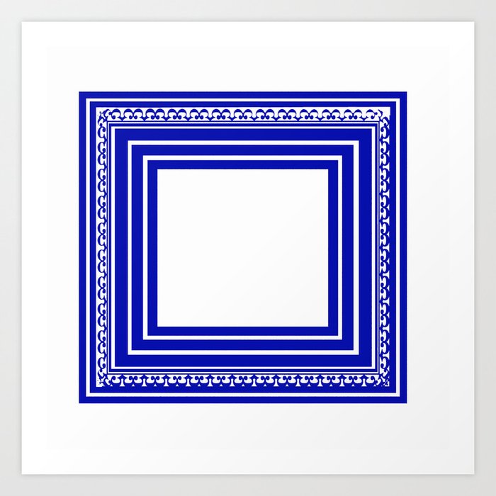 Blue And White Lines Geometric Abstract Pattern Art Print By