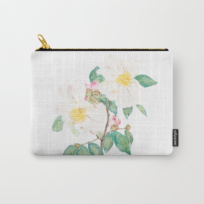 white camellia flowers watercolor  Carry-All Pouch