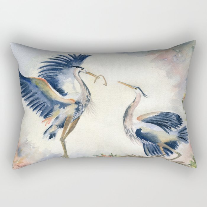 Great Blue Heron Couple Rectangular Pillow