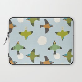 Four species of parakeets in blue sky seamless pattern Laptop Sleeve