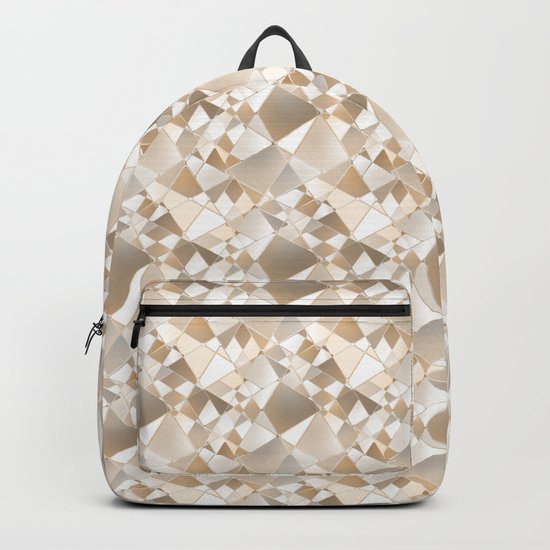 Brown, beige abstract polygonal pattern. Backpack