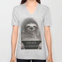 Sloth in a Mugshot V Neck T Shirt