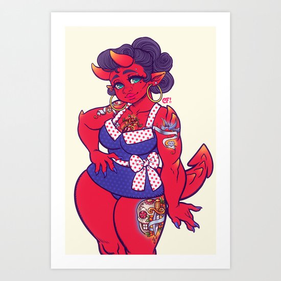 Rockabilly Demon Girl Betsy Art Print