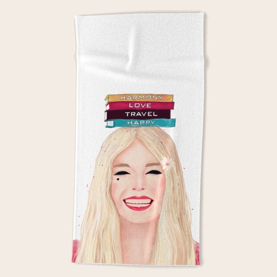 Happy blonde Beach Towel