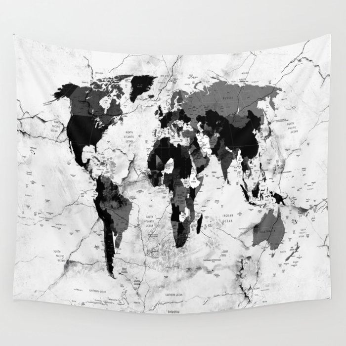 world map political marble Wall Tapestry