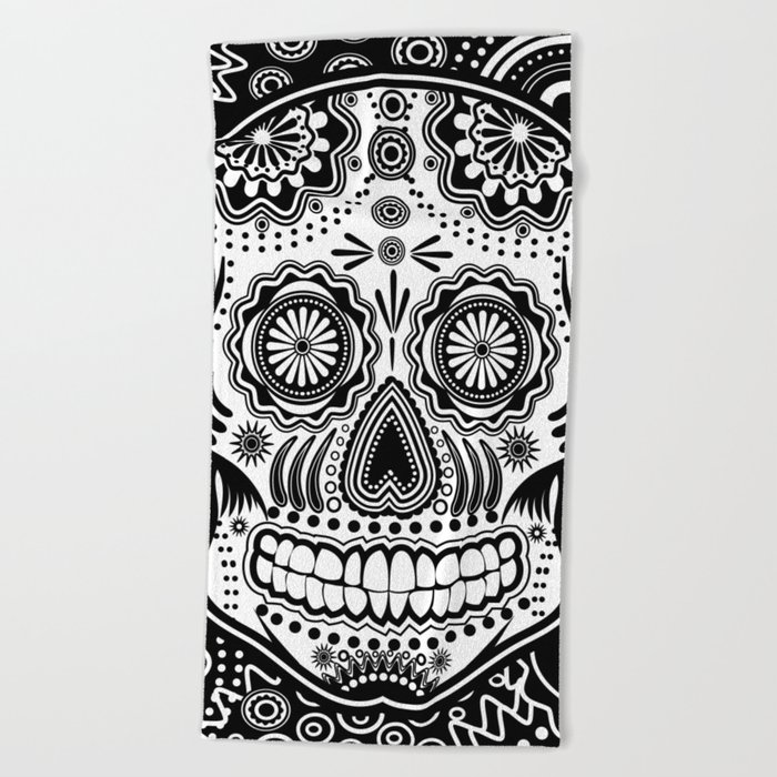 sugar skull Beach Towel