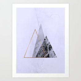 Abstract Icebergs Triangle Marble Geometry Periwinkle Copper Art Print