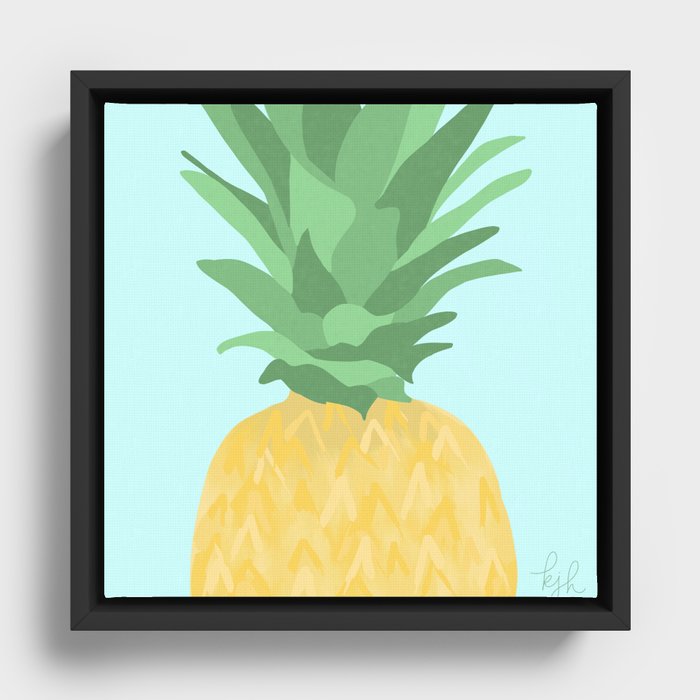Pop Up Pineapple - Teal Framed Canvas