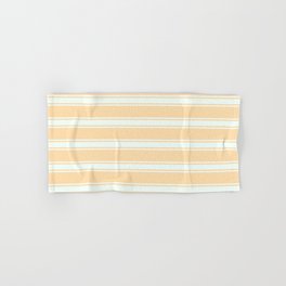[ Thumbnail: Tan and Mint Cream Colored Lined Pattern Hand & Bath Towel ]