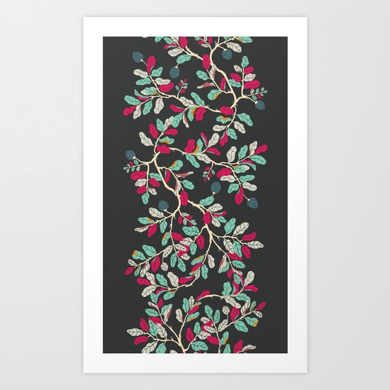 Minty Pinky Branches Art Print