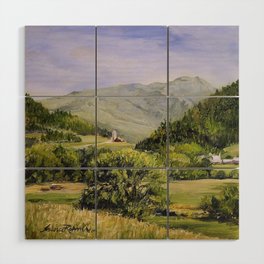 Pastures and Mount Mansfield Oil Landscape Vermont Painting Wood Wall Art