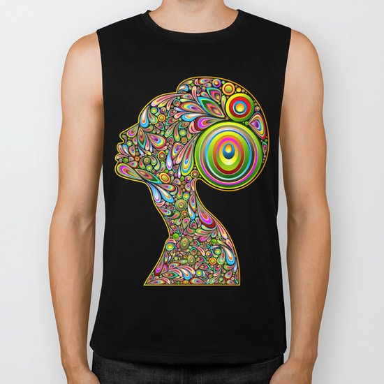 Woman Psychedelic Art Design Portrait Biker Tank