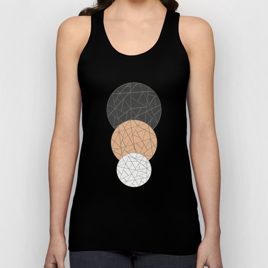 TRIAD ON BEIGE (abstract circles) Unisex Tank Top