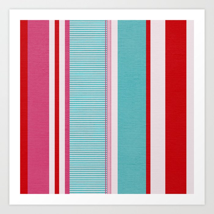 Bold Color Play Pink And Turquoise Stripes Art Print