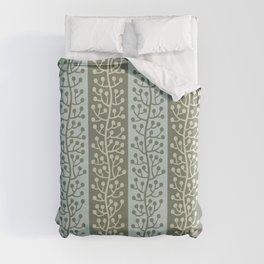 Mid Century Modern Berry Vine Sage and Mint Green Duvet Cover