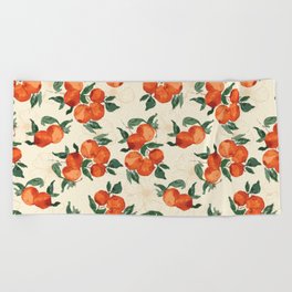 watercolor orange fruits Beach Towel