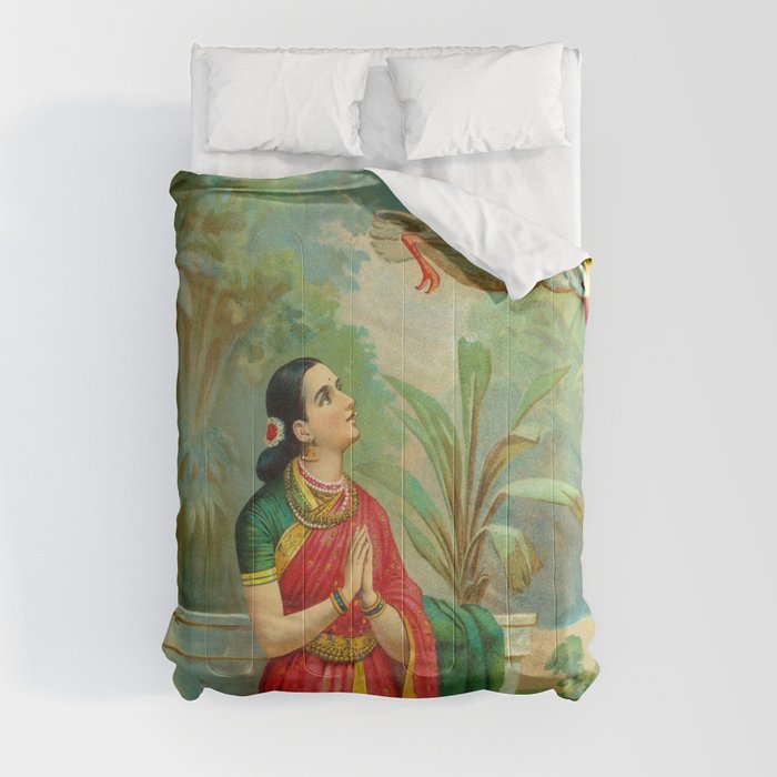 Damayanti and the Swan by Raja Ravi Varma Comforter