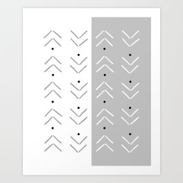 Arrow Lines Pattern 10 in Monochrome Grey Art Print