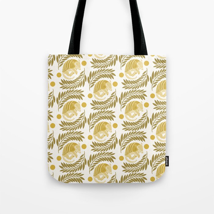 Sleepy Armadillo – Yellow Pattern Tote Bag