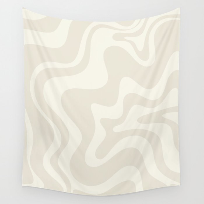 Liquid Swirl Contemporary Abstract Pattern in Barely-There Pale Beige and Light Cream  Wall Tapestry