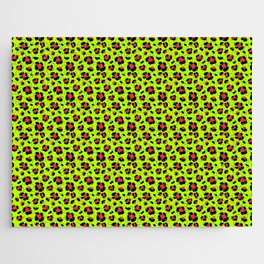 Neon Parrot Green and Red Leopard Print Jigsaw Puzzle