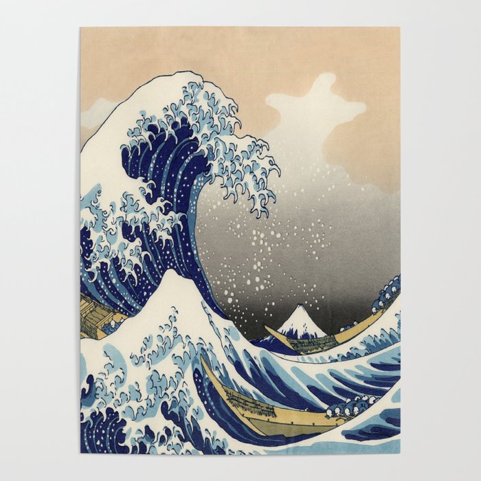 seascape painting japanese ukiyo e art the great wave off kanagawa Poster