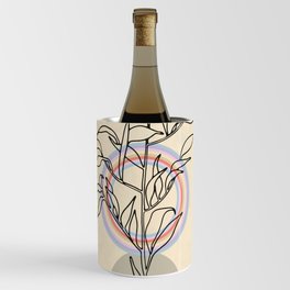 Abstract modern contour Flower. Colorful Rainbow Wine Chiller